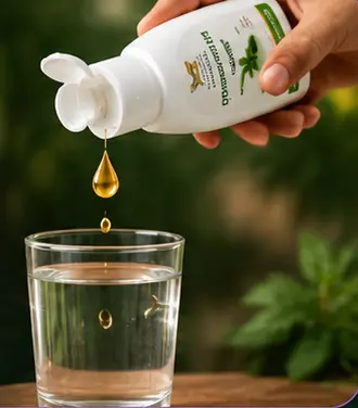 Bottle से पानी के glass में गिरती हुई एक बूँद