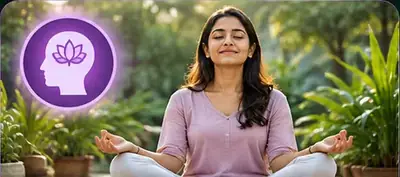 बगीचे में ध्यान लगाती महिला