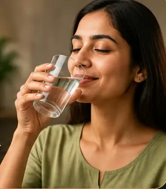 पानी का glass पीती हुई महिला